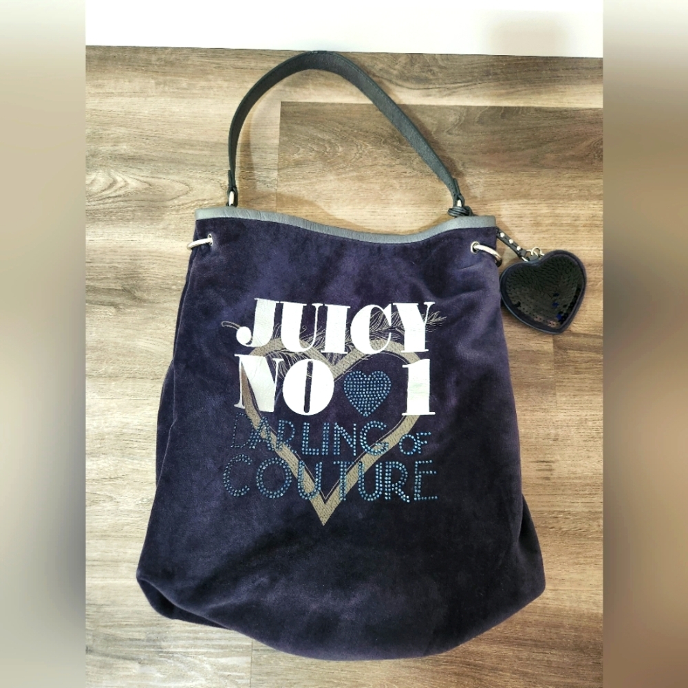 Juicy Couture Y2k Velvet‎ Bucket Bag With Leather Straps 2002 No 1 Darling